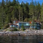 Pender Harbour With Innovative Pender Harbour House Exterior With Clean Glass Wall Gorgeous River With Huge Rocks And Shady Trees Panorama Architecture Stunning Waterfront House With Lush Forest Landscape