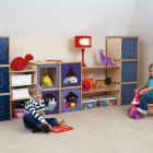 Clean Palette And Interesting Clean Palette Natural Wood And Navy Storage Units Usually Installed In Kids Room Involved Night Lamp On It Kids Room Cheerful Kid Playroom With Various Themes And Colorful Design
