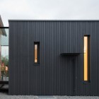 Gray Striped The Interesting Gray Striped Wall In The Outside Room Of Zwischen Raum Residence Completed With Small Wooden Windows Dream Homes Elegant Black And White House Looking At The Exterior And Interior Design