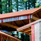 Wood Plank In Interesting Wood Plank Installation Painted In Colorful Scheme To Enhance Aptos Retreat Exterior Wall Near To Roof Dream Homes Elegant Modern Family Retreat With Cozy Red Kitchen Colors