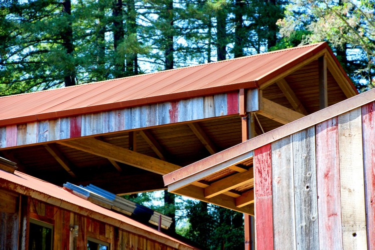 Wood Plank In Interesting Wood Plank Installation Painted In Colorful Scheme To Enhance Aptos Retreat Exterior Wall Near To Roof Dream Homes Elegant Modern Family Retreat With Cozy Red Kitchen Colors