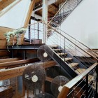 Wooden Stairwell West Interesting Wooden Stair Design In West Loop Aerie Scrafano Architects That Black Pendant Lamps Complete The Room Architecture Small Home Design With Splendid Wood Pillars And Steel Construction