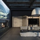 Home Cinema Living Inviting Home Cinema Functions As Living Room For Family And Guests With Huge Dome Shaped Lighting Above It Dream Homes Modern Industrial Interior Design With Exposed Ceiling And Structural Glass Floors