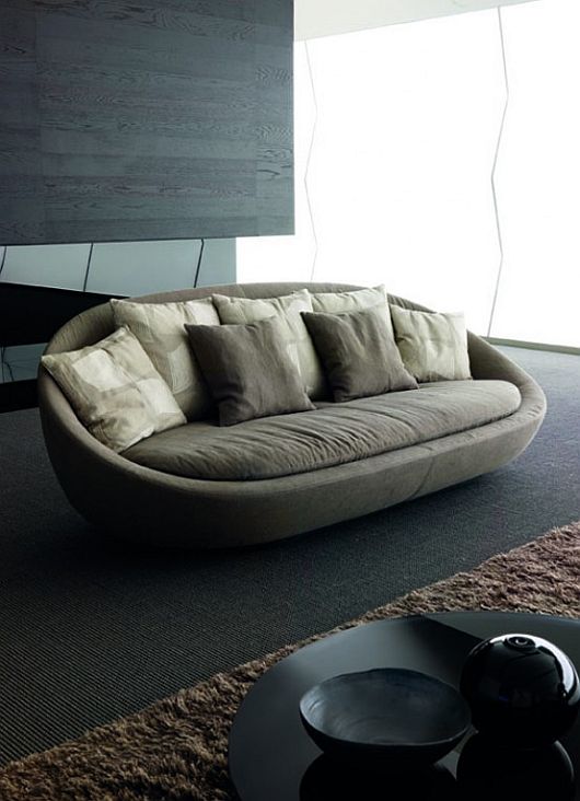 Suede Lacoon Jalan Large Suede Lacoon By Jai Jalan Designed With Cushioned Small Pillows And Stylized With Oval Shape Living Room Lovely Oval Modern Furniture For Casual Living Room Design
