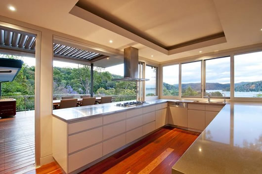 Contemporary Kitchenette Utilizes Magnificent Contemporary Kitchenette Space Design Utilizes The Open Space And Modern Kitchen Interior Decor Concept Bayview House Decoration Elegant Wood Clad House Design Blending From Modern Elements
