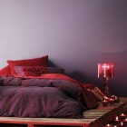 Bedroom Design Comfy Marvelous Bedroom Design Of Impressive Aura Comfy Bed Linen Bedroom With Soft Purple Colored Concrete Wall And Red Desk Lamp Bedroom Beautiful Bed Linens From The Adorable Aura Bedroom Themes