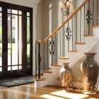 Beautiful Foyer Decorative Mesmerizing Beautiful Foyer Design And Decorative Railing Beside Light Brown Glossy Vintage Pot Installed On Wooden Glossy Floor Decoration Creative Home Interior In Various Foyer Appearances