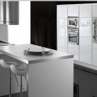 Ultra Modern Decorated Monochromatic Ultra Modern Kitchen Designs Decorated With White Kitchen Islands With Stylish Bar Stools From Tecnocucina Kitchens Elegant Modern Kitchen Design Collections Beautifying Kitchen Interior