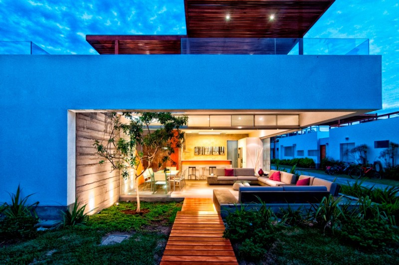 Casa Seta Exterior Naturally Casa Seta Home Design Exterior With Modern Furniture Decoration And Green Landscaping Style And Wooden Flooring  Lively Colorful House Creating Energetic Ambience