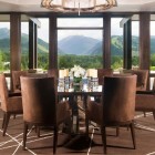 Dinning Room Brown Neat Dinning Room Design With Brown Chairs And Circle Table With Full Up By The Furniture At The Willoughby Way Residence Interior Design Elegant Rustic House Using Soft Color And Wood Combinations