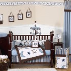 Baby Nursery Grey Nice Baby Nursery Displaying Grey Brown And White Crib Bedding For Boys With Hanging Accessory Kids Room Elegant Crib Bedding For Boys With Stylish Decoration