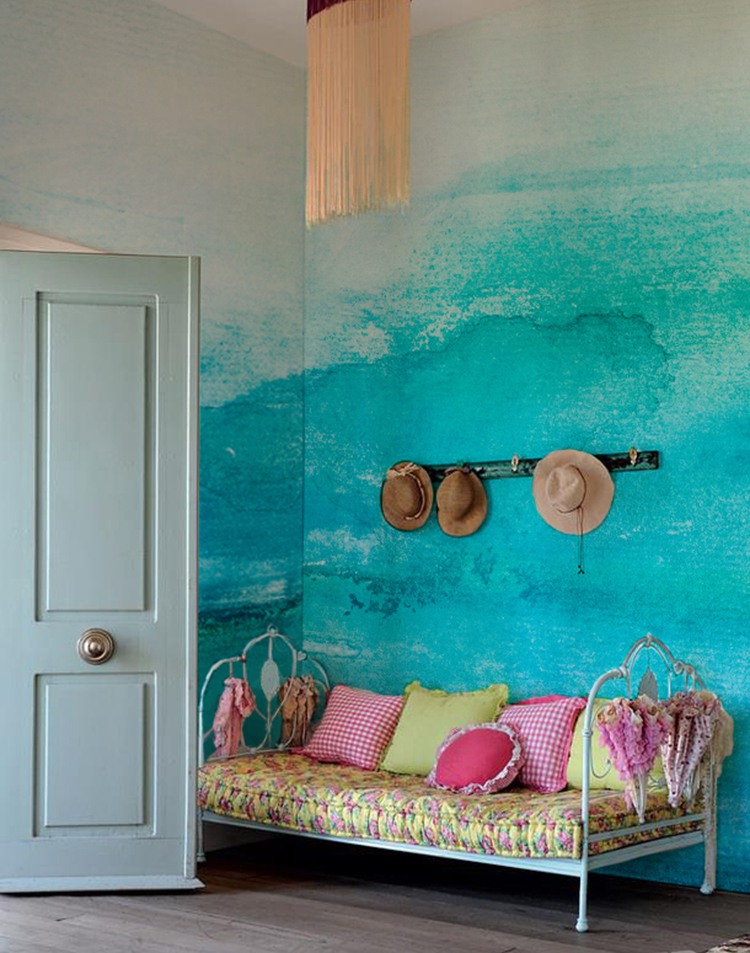 Blue Wall Ombre Nice Blue Wall Decorated In Ombre Pixers Bez House That Hanging Hats Above The Bed Design Ideas Decoration 11 Creative Wall Mural Ideas For Your Beautiful Homes