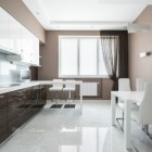 Interior Design Home Outstanding Interior Design Of Taupe Home Including Walk In Design Of Kitchen And Diner Space With White Dining Table And Chairs On Glossy Floor Apartments Create An Elegant Modern Apartment With Ivory White Paint Colors