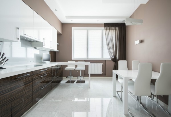 Interior Design Home Outstanding Interior Design Of Taupe Home Including Walk In Design Of Kitchen And Diner Space With White Dining Table And Chairs On Glossy Floor Apartments  Create An Elegant Modern Apartment With Ivory White Paint Colors