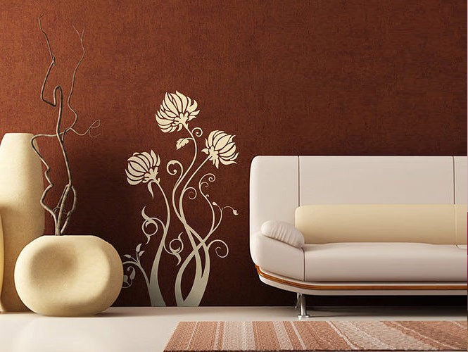 Wall Stickers In Perfect Wall Stickers Flower Design In Living Room Interior Decorated With Modern Sofa Furniture For Home Inspiration Decoration  Unique Wall Sticker Decor For Your Elegant Residence Interiors