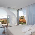 White Blue In Prestigious White Blue Transparent Drapes In The Bedroom Artistic Clutter House Furnished White Wooden Glass Windows Decoration Surprising Home Decoration With An Open Landscape Of Seaside Views