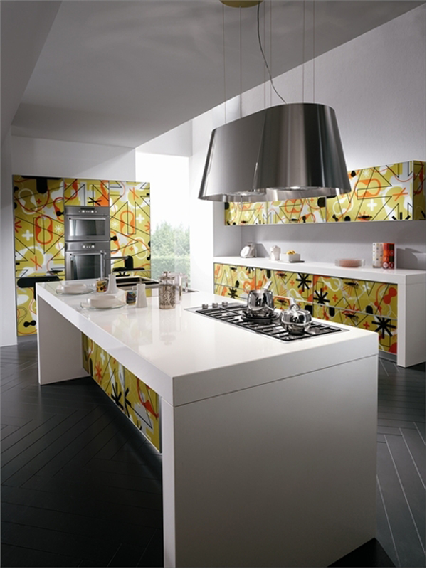 Kitchen Room Table Pretty Kitchen Room With White Table Feat Stove Under Pendant Lamps In Black Color At Crystal By Scavolini Kitchens Stunning Glass Kitchen Furniture Idea To Decorate Your Kitchen