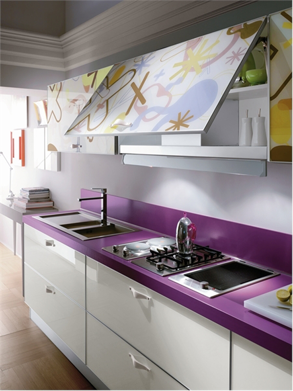 Violet Kitchen Crystal Pretty Violet Kitchen Island In Crystal By Scavolini That Books On The Table Under Lamp Decor Kitchens Stunning Glass Kitchen Furniture Idea To Decorate Your Kitchen