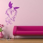 Wall Sticker Pink Pretty Wall Sticker Purple And Pink Birds Design Used Modern Pink Sofa Furniture For Home Inspiration To Your House Decoration Unique Wall Sticker Decor For Your Elegant Residence Interiors