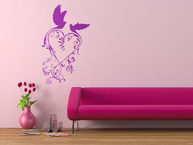 Wall Sticker Pink Pretty Wall Sticker Purple And Pink Birds Design Used Modern Pink Sofa Furniture For Home Inspiration To Your House Decoration  Unique Wall Sticker Decor For Your Elegant Residence Interiors