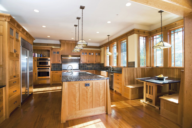 Craftsman Kitchen Breakfast Remarkable Craftsman Kitchen Design With Breakfast Nook Applied Wood Kitchen Cabinet Ideas And Granite Countertop Kitchens Inspiring Kitchen Cabinet Ideas Applying Various Cabinet Designs