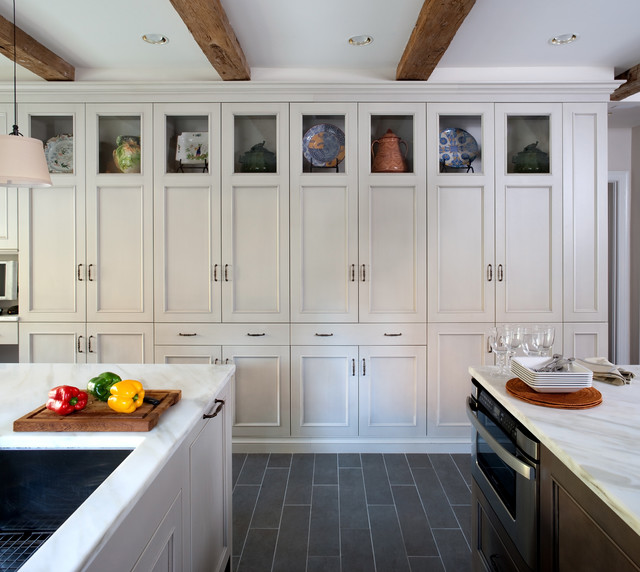 White Kitchen Ideas Remarkable White Kitchen Cupboards Design Ideas At Modern Kitchen With Beams Ceiling And Dark Tile Flooring Ideas Kitchens Various Kitchen Cupboards Design With Varieties Of Interiors