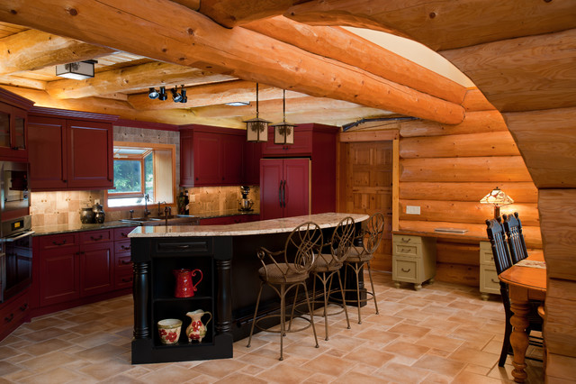 Kitchen With Cupboards Rustic Kitchen With Red Kitchen Cupboards Paint And Beams Ceiling Applied Travertine Tile And Backsplash Idea Kitchens Fantastic Kitchen Cupboards Paint Ideas With Chic Cupboards Arrangements