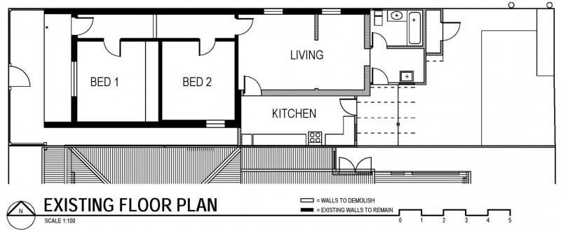 Existing Floor Of Simple Existing Floor Plan Idea Of Home Displaying Two Bedrooms Living Room And Kitchen Mixed With Bathroom Decoration  Fresh House Decoration In Summer Theme