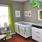 Light Grey Nursery Simple Light Grey Painted Baby Nursery Idea With White Painted Modern Crib Bedding Covered By Blue Bedspread Kids Room Inspirational Modern Crib Bedding With Lovely Color Combination