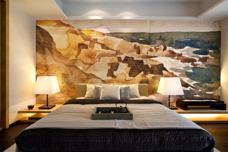 Bedroom With Shades Sleek Bedroom With White Lamp Shades That Wallpaper Make Creative The Pixers Bez House Design Ideas  11 Creative Wall Mural Ideas For Your Beautiful Homes