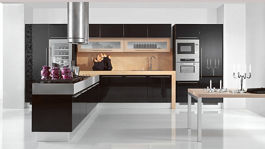 Ultra Modern By Sleek Ultra Modern Kitchen Designs By Utilizing Glossy Black Kitchen Islands And Kitchen Cabinet Set From Tecnocucina Kitchens Elegant Modern Kitchen Design Collections Beautifying Kitchen Interior