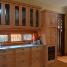 Wooden Kitchen At Sleek Wooden Kitchen Cabinet Ideas At Minimalist Kitchen With Granite Countertop And Glass Window Backsplash Design Kitchens Inspiring Kitchen Cabinet Ideas Applying Various Cabinet Designs