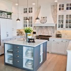 Beach Style Small Spectacular Beach Style Kitchen With Small Kitchen Island Ideas Lovely Lily Flowers Vintage White Kitchen Cabinet Metallic Pendant Lights Rustic Wood Floor Kitchens Elegant Small Kitchen Island Ideas To Grant A Fancy Dishing Spot