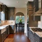 Farmhouse Kitchen Breakfast Striking Farmhouse Kitchen Design With Breakfast Nook Applied Black Painted Kitchen Cabinet And Granite Countertop Kitchens Colorful Kitchen Cabinets For Eye Catching Paint Colors