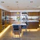 Kitchen With Cabinet Striking Kitchen With Led Under Cabinet Lighting Applied Glossy Wooden Cabinet And White Marble Countertop Idea Decoration Stylish Home With Smart Led Under Cabinet Lighting Systems For Attractive Styles