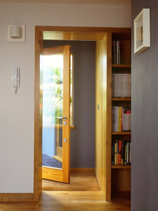 Modern Entry Woodframe Striking Modern Entry With Bookshelf Wood Frame Glass Door 12AP Project Decoration  Fancy House Style In Fascinating Sporadic Color Scheme