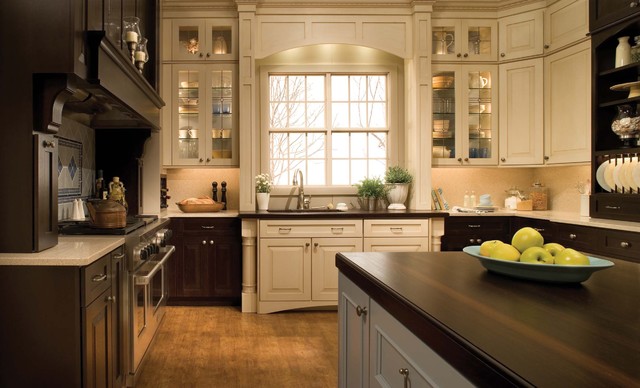 Traditional Kitchen Ideas Striking Traditional Kitchen Cupboards Design Ideas With Dark Wood And White Colored Also Wooden Countertop On Island Kitchens Various Kitchen Cupboards Design With Varieties Of Interiors