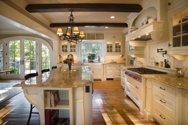 Traditional Kitchen White Striking Traditional Kitchen Design With White Kitchen Cupboards Ideas And Granite Countertop Also Rustic Beams Ceiling Kitchens Deluxe Kitchen Cupboards Ideas With Enchanting Kitchen Designs