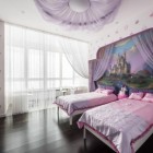 Bedroom Decor Theme Stunning Bedroom Decor With Purple Theme In A Modern Kids Room Including Dual Bedsteads On Wooden Board Flooring Nearby The Bay Windows Apartments Create An Elegant Modern Apartment With Ivory White Paint Colors
