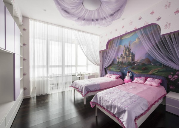 Bedroom Decor Theme Stunning Bedroom Decor With Purple Theme In A Modern Kids Room Including Dual Bedsteads On Wooden Board Flooring Nearby The Bay Windows Hotels & Resorts Create An Elegant Modern Apartment With Ivory White Paint Colors