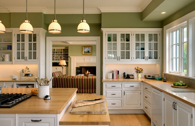 Farmhouse Kitchen And Stunning Farmhouse Kitchen With White And Glass Door Kitchen Cupboards Design Applied White Oak Countertop Design Kitchens Various Kitchen Cupboards Design With Varieties Of Interiors