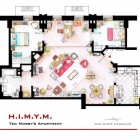Interior Layout Mobbys Stunning Interior Layout Of Ted Mobbys Apartments Using TV Home Floor Plans Installed With Pink Colored Sofa And Tufted Lounge Decoration Imaginative Floor Plans Of Television Serial Movie House