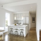 Modern Small Ideas Stunning Modern Small Kitchen Island Ideas Equipped With Metallic Bar Stools Tube Pendant Lights Warm Wood Floor Vintage White Kitchen Cabinet Kitchens Elegant Small Kitchen Island Ideas To Grant A Fancy Dishing Spot