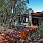 Woooden Deck Calistoga Stunning Wooden Deck Near The Calistoga Residence Terrace With Stone Pillars And Wooden Pergola Above It Decoration Extravagant Modern Home With Extraordinary Living Room And Roof Balcony