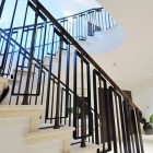 Staircase With Connected Stylish Staircase With Wooden Handrail Connected Every Floor Of Luxurious Atkins Lodge With Spiral Design And White Treads Decoration Lovely Lodge Interior Design With Stylish Luxurious Impressions