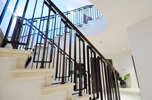 Staircase With Connected Stylish Staircase With Wooden Handrail Connected Every Floor Of Luxurious Atkins Lodge With Spiral Design And White Treads Decoration Lovely Lodge Interior Design With Stylish Luxurious Impressions