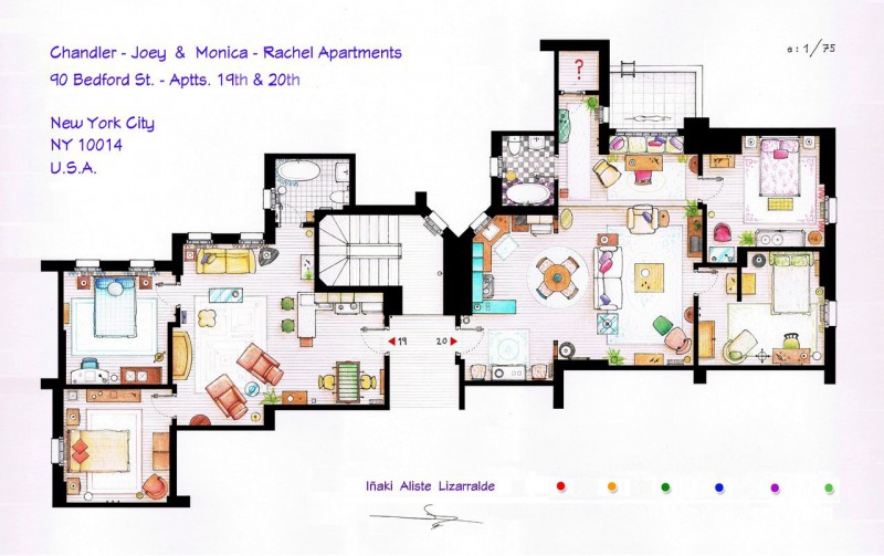 Tv Home Of Surprising TV Home Floor Plans Of Apartments Involved Modular Dining Table Beside Kitchen And Family Rooms On Wood Floor Decoration Imaginative Floor Plans Of Television Serial Movie House