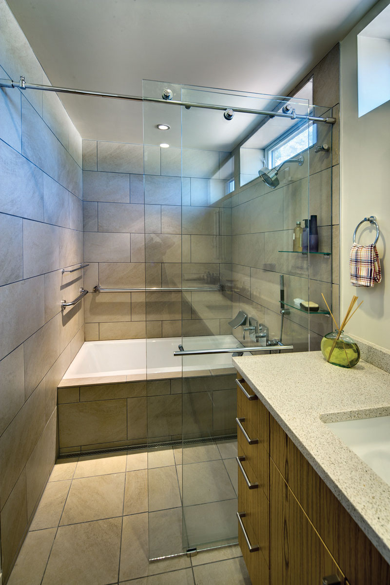 Breeze House Featured Tiny Breeze House Bathroom Interior Featured With Patented Bathtub Combined With Shower Separated With Glass Architecture Elegant Spacious Home With Wooden Material And Bright Interior Themes