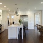 Kitchen Layout Side Traditional Kitchen Layout With Rustic Side Chairs Surrounding Dining Table And White Kitchen Cabinet Metallic Pendant Lights Kitchens Simple How To Design A Kitchen Layout With Some Lovely Concepts