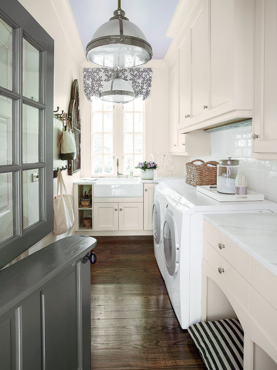 Laundry Room Glossy Traditional Laundry Room Planner With Glossy Pendant Lights Rough Wood Floor White Washing Machine Monochrome Pillow Rattan Basket Fake Flower Interior Design  Smart And Beautiful Laundry Rooms That Inspire Your Design Creativity